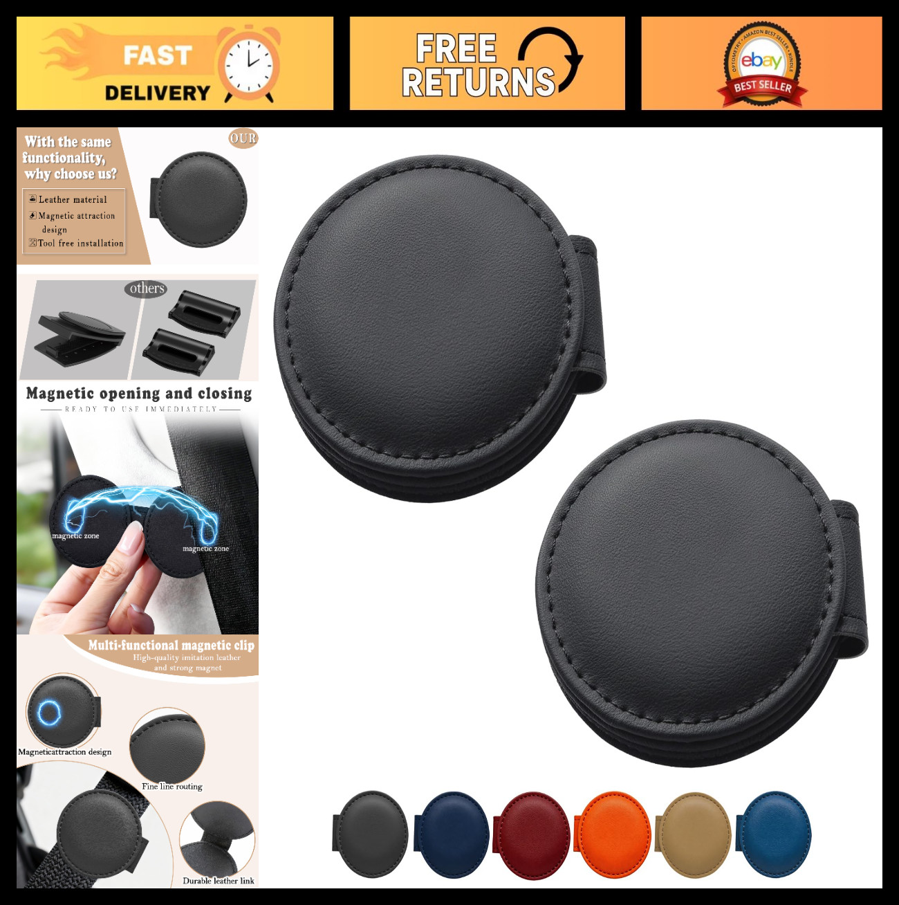 2 Pack Magnetic Belt Clip & Shoulder Strap Positioners – Relieves Neck Pressure,