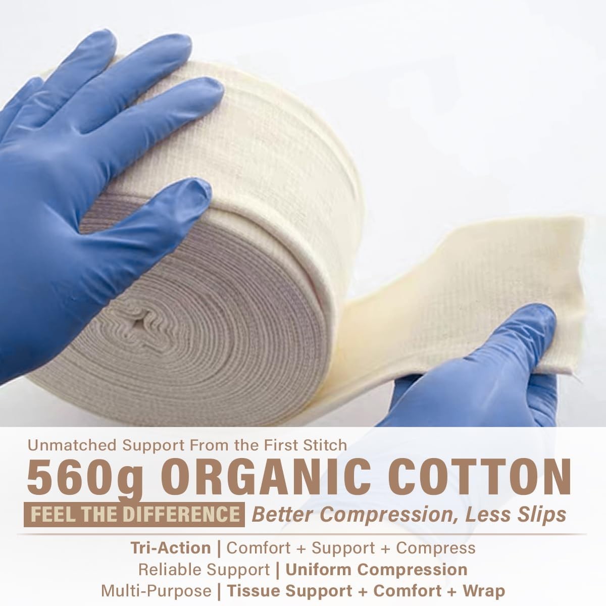 Elasticated Tubular Support Bandage | Latex-Free, Extra-Thick Stockinette | 3″ x