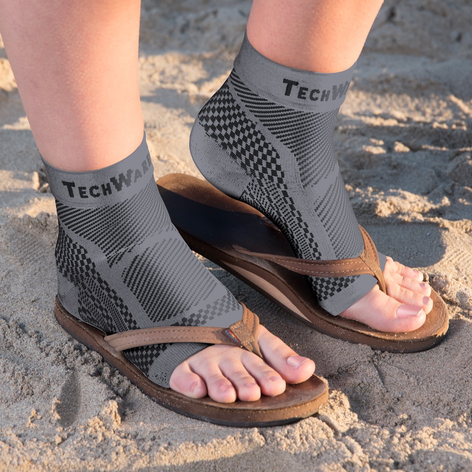 TechWare Pro Ankle Brace Compression Sleeve – Relieves Achilles Tendonitis, Join