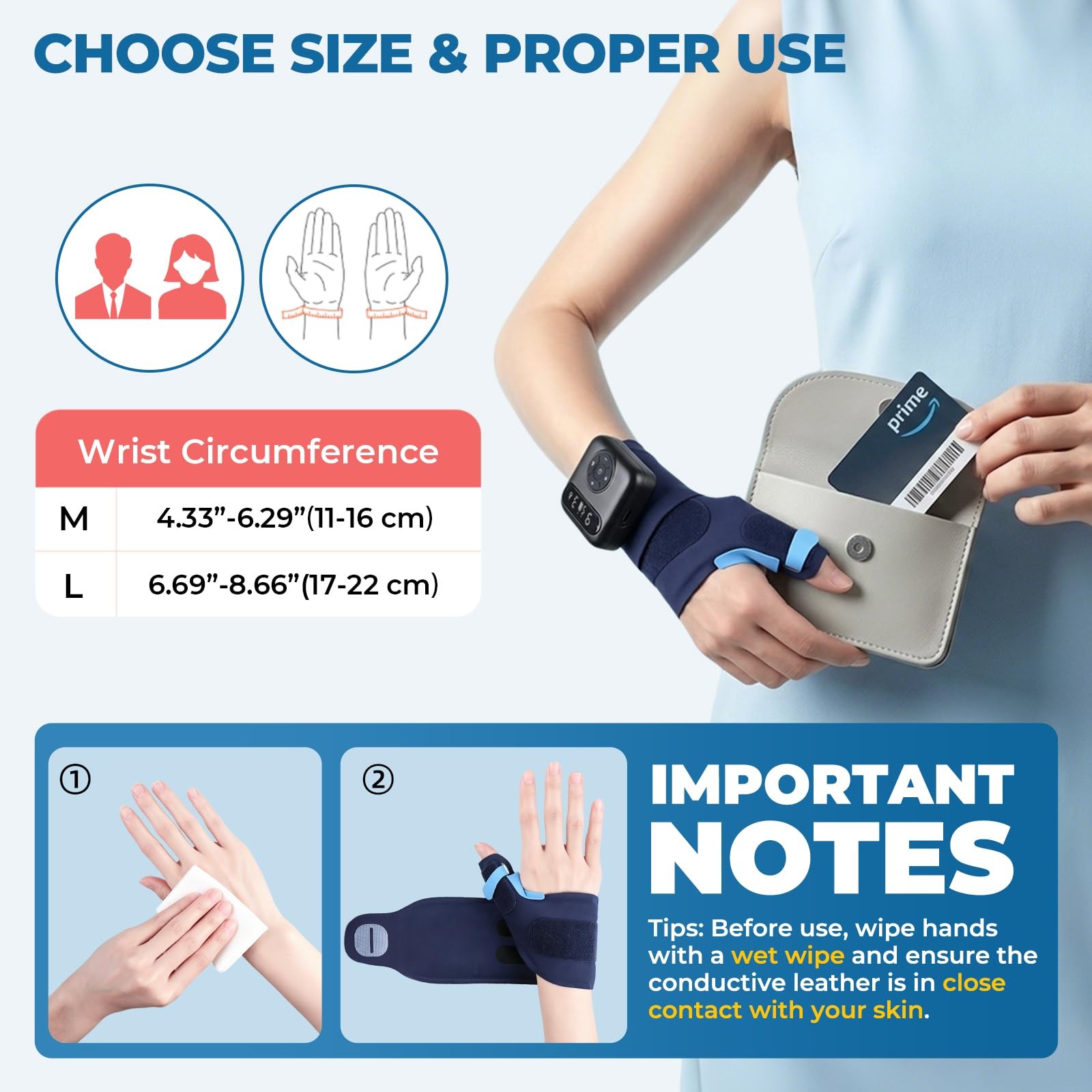 TENICORE Cordless Wrist & Thumb Supports Brace with Heat & Massage