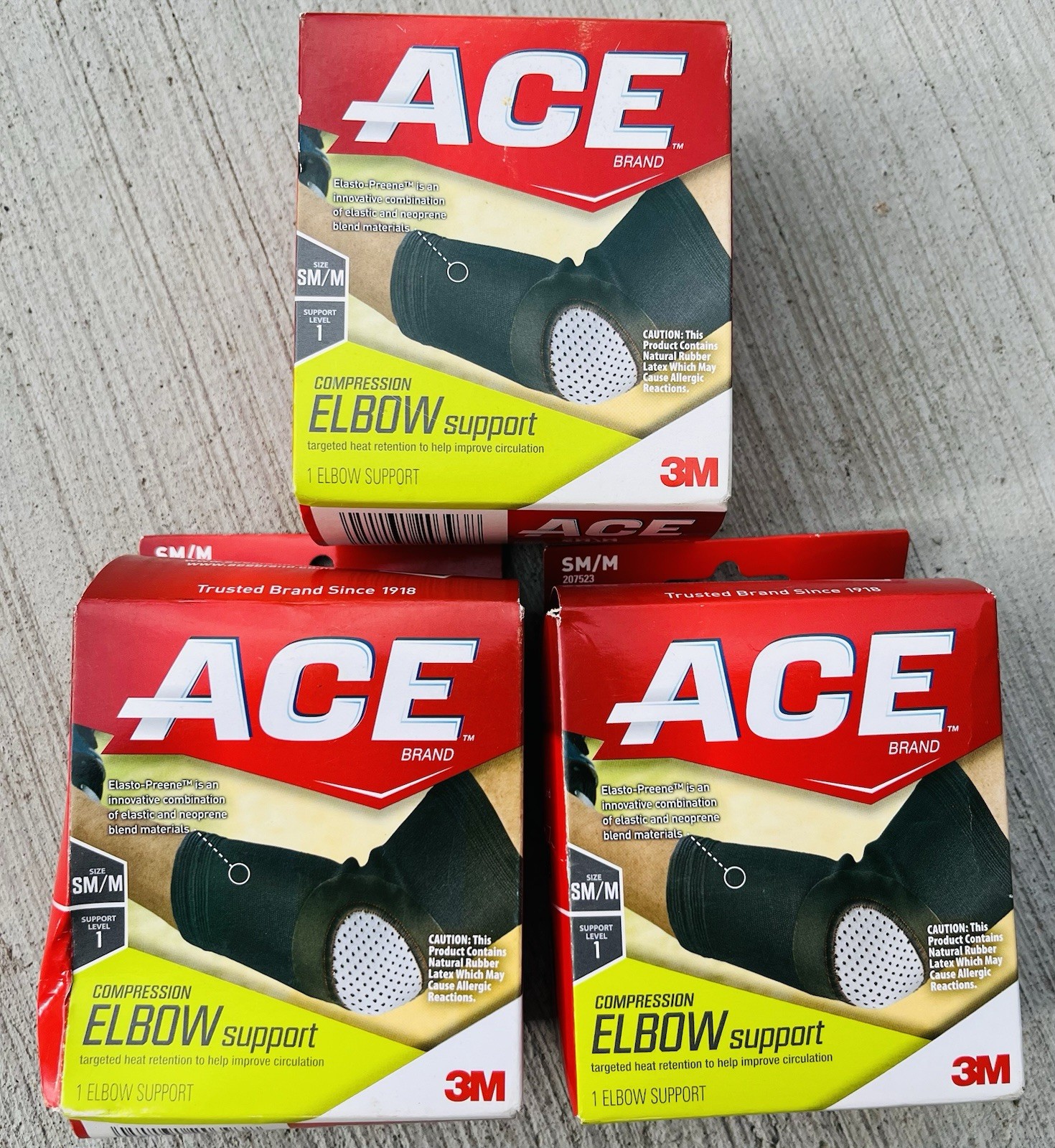 THREE! 3 Ace Elasto-Preene Compression Elbow Support Sm/Med~Box Not Perfect~New
