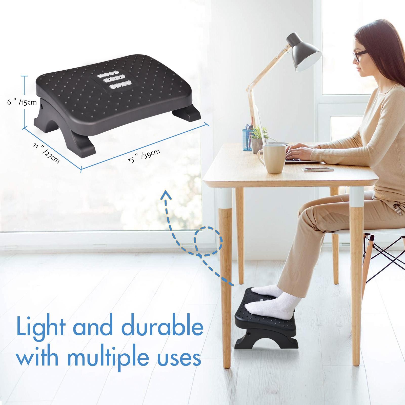 Ergonomic Under Desk Footrest Massage Rollers Leg Rest Pain Relief Non Slip Stoo