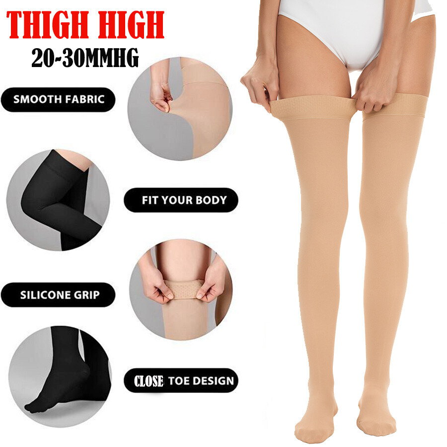 20-30 mmHg Medias de Compresión para Mujeres y Hombres, Muslo Alto para Varices