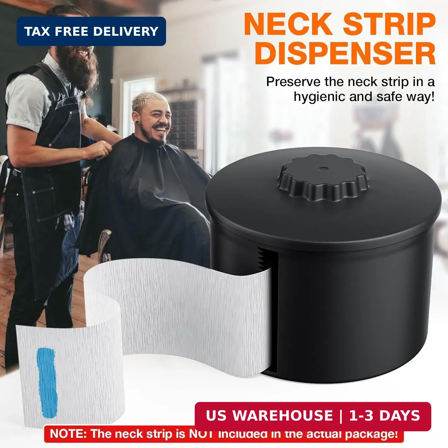 Neck Strip Dispenser, Black Barber Neck Strip Holder Dispenser with 4PCS Adhesiv