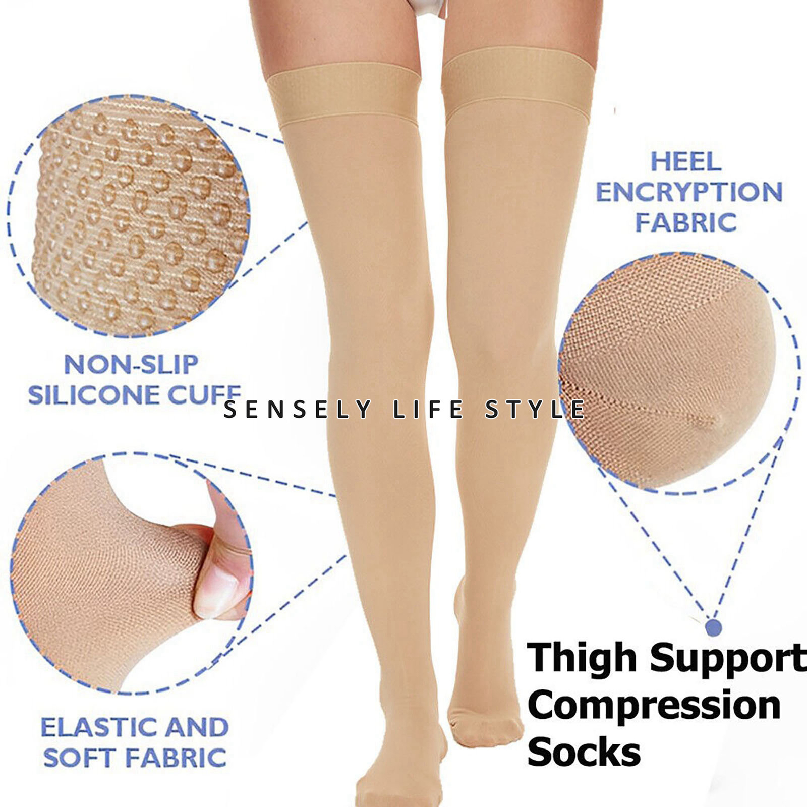 Thigh High Compression Stockings for Women Men 32mmHg Slimming Socks for Work US