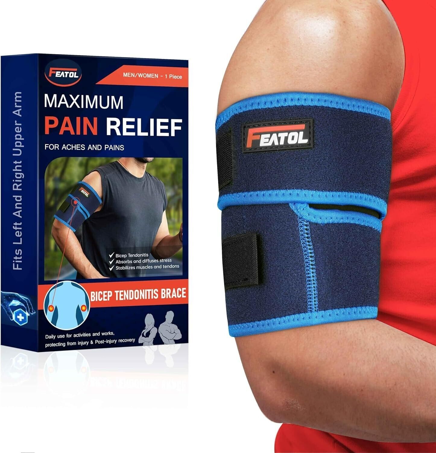 Bicep Tendonitis Brace Compression Sleeve Support, Upper Arm Brace Bicep OTH122