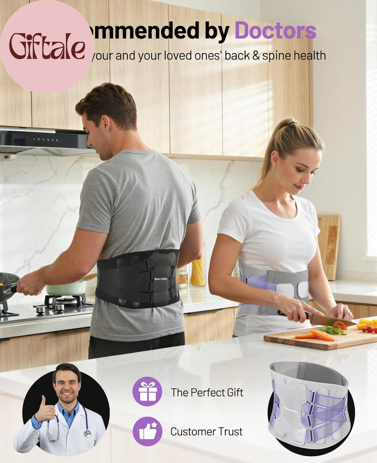 Back Brace for Women, Support Brace for Lower Back Pain Relief, Adjustable Lumba