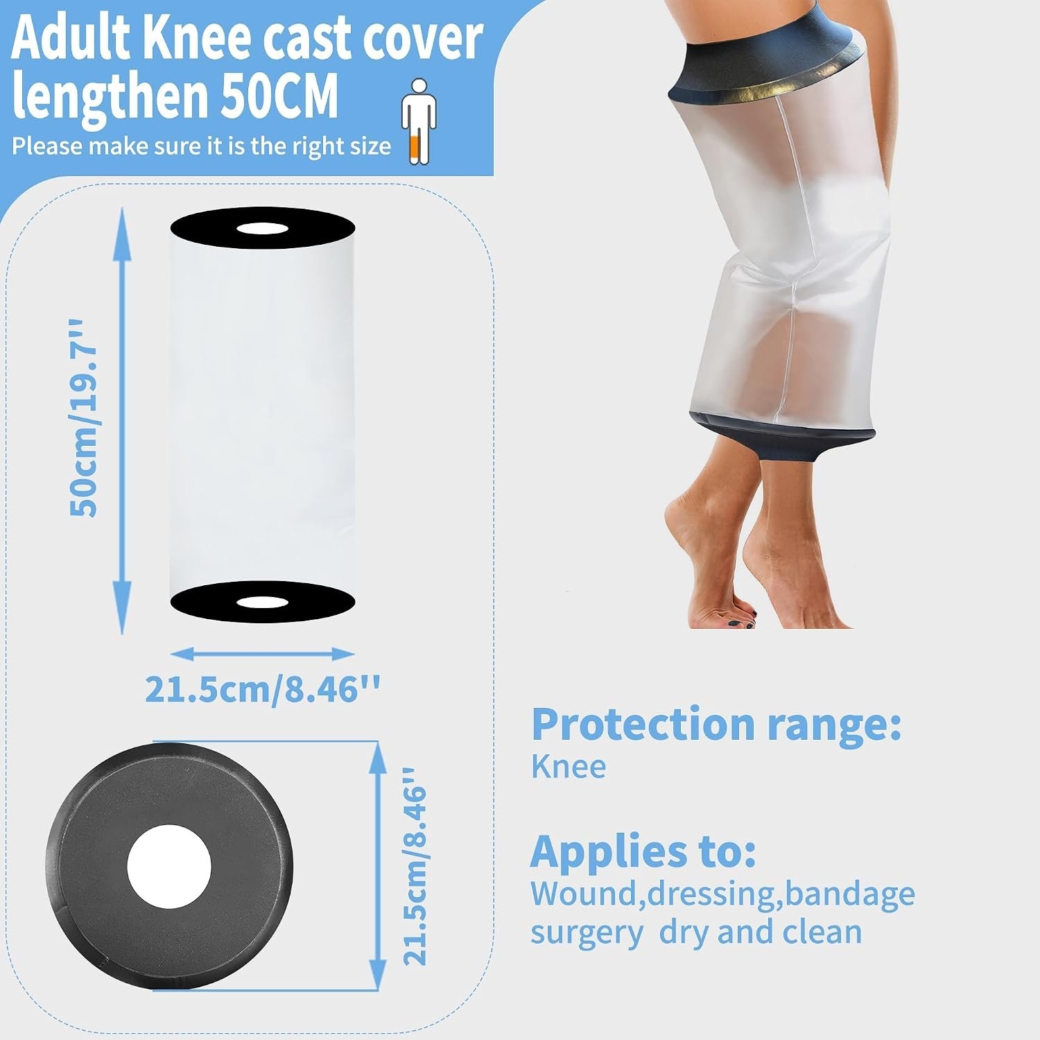 Reusable Watertight Knee Shower Protector – Ideal for Post-Surgical Care