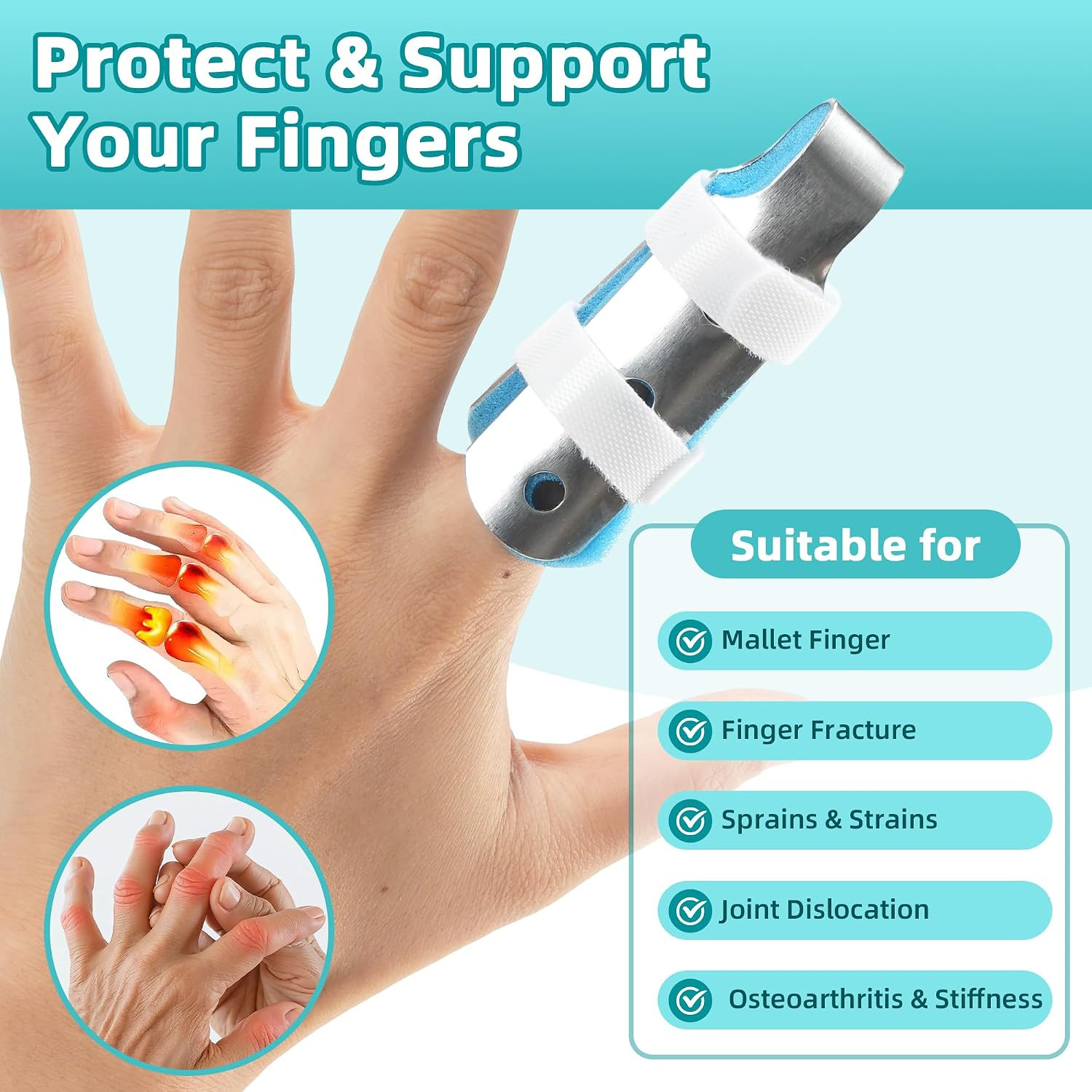 Finger Splint 3PCS – Support Brace for Injury, Joint Pain Relief, Immobilization