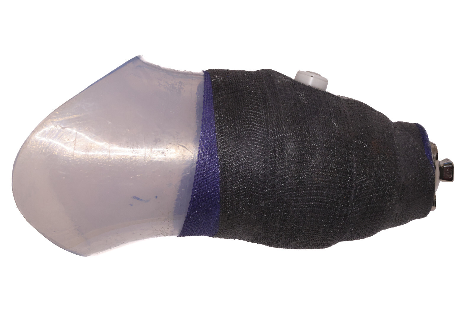 PROSTHETIC CLEAR LEG SOCKET w EXPULSION VALVE & MOUNTING PYRAMIDAL BASE H=12.5″