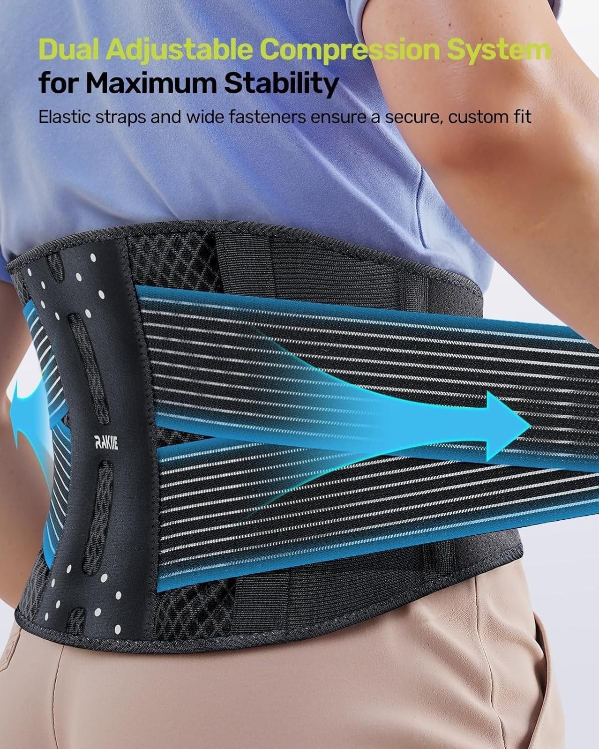 Dual Compression Strap Back Brace – Lightweight Lumbar Support for Pain Relief