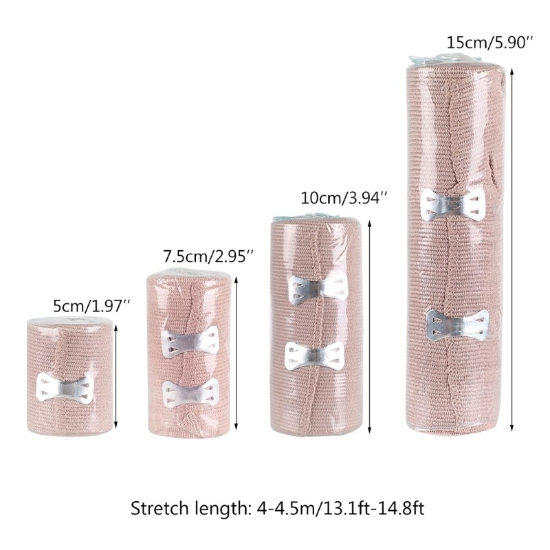 Roll Of Elastic Compression Bandage Wrap with Hooks, Athletic Sport Support Tape