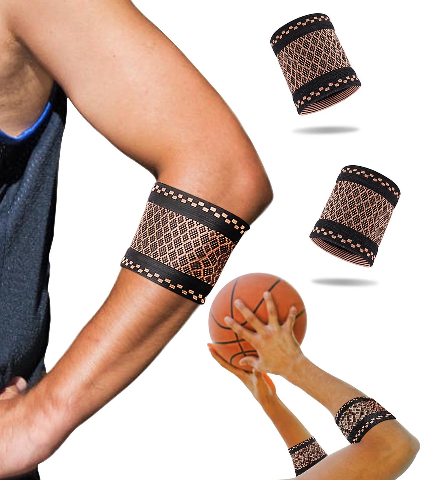 FVVWVV 1 Pair Elbow Compression Sleeve, Brace Support For Medium, Brown