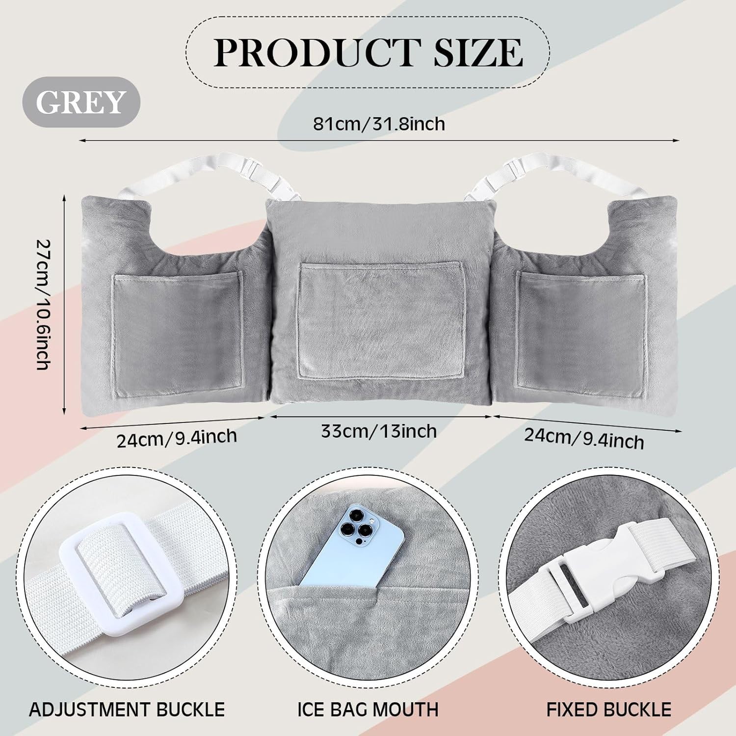 Mastectomy Pillow for Post Surgery Chest/ Breast Recovery, Gray