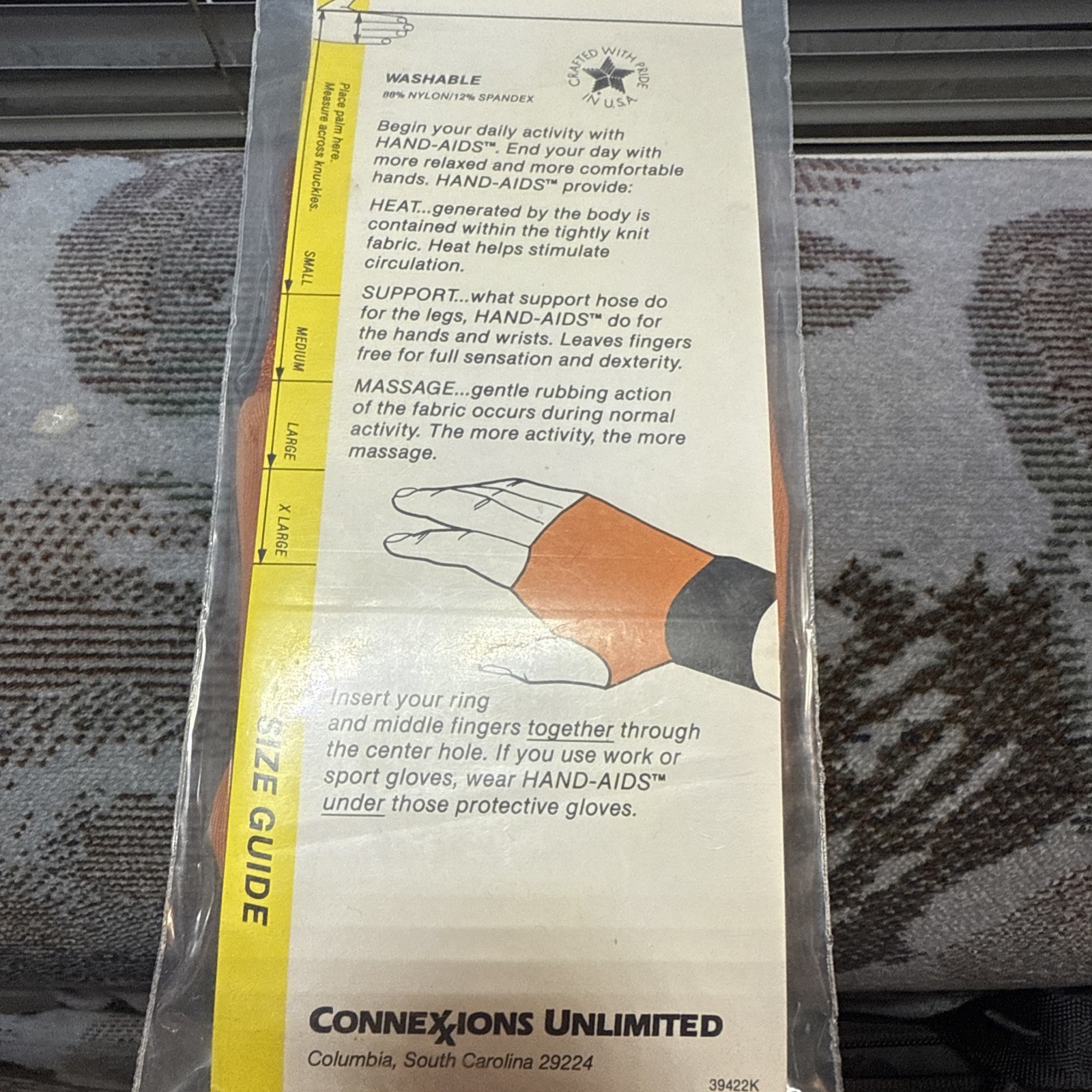 Thergonomic Hand-aids Large Ergonomic Support Gloves Washable Tan
