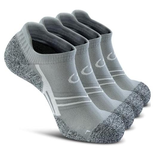 No Show Sports Compression Socks for Men Women with Large Gray (4 Pairs)
