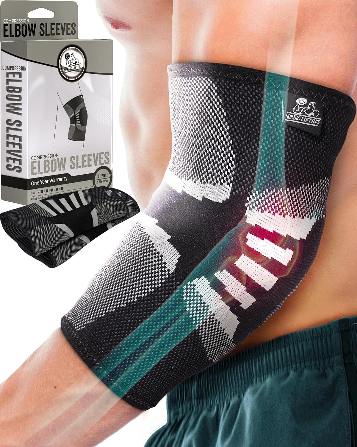 Adjustable Elbow Brace for Tennis & Golf – Durable Compression Sleeves – 2 Pack