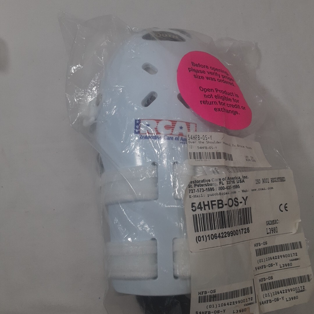 RCAI RESTORATIVE CARE OF AMERICA HUMERAL FRACTURE BRACE OVER THE SHOULDER YOUTH