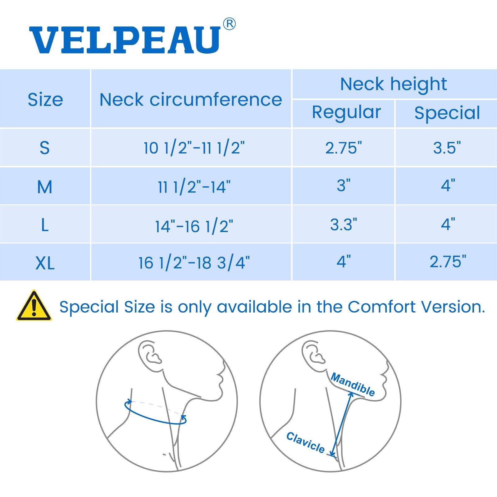VELPEAU Neck Brace Cervical Collar – Enhanced Support, Relieves Spine Pressure