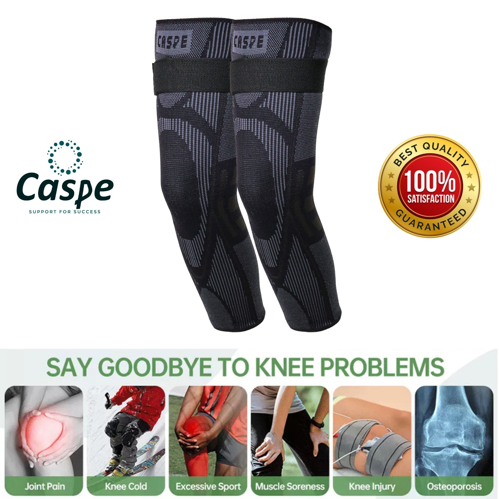 Full Leg Compression Sleeve Knee Support Brace Meniscus Tear Arthritis Pain Gym