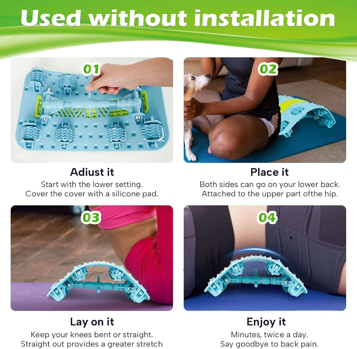 Back Stretcher, Pneumatic Inflatable Lumbar Support Board with Hand Pump & Relea