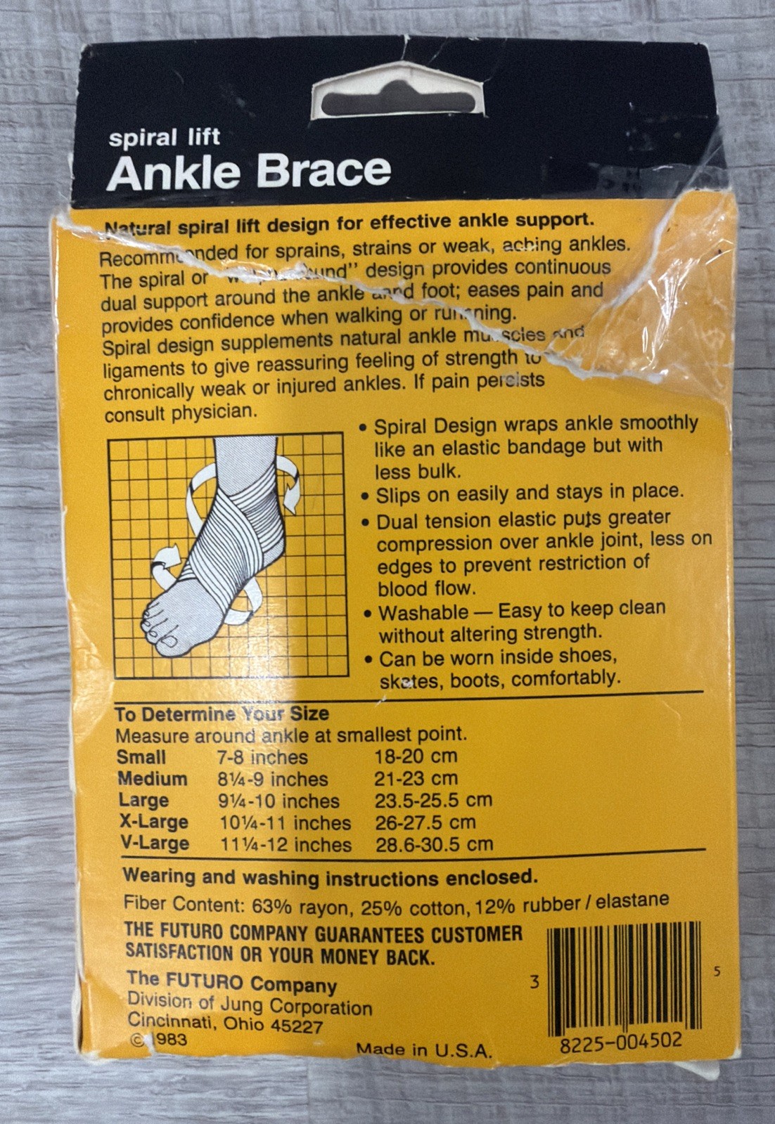 Futuro Spirl Lift Small Ankle Brace 004502 Vintage 1983