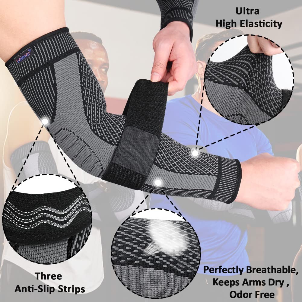 beister Compression Arm Sleeves with Elastic Strap for Men & Women (Pairs),