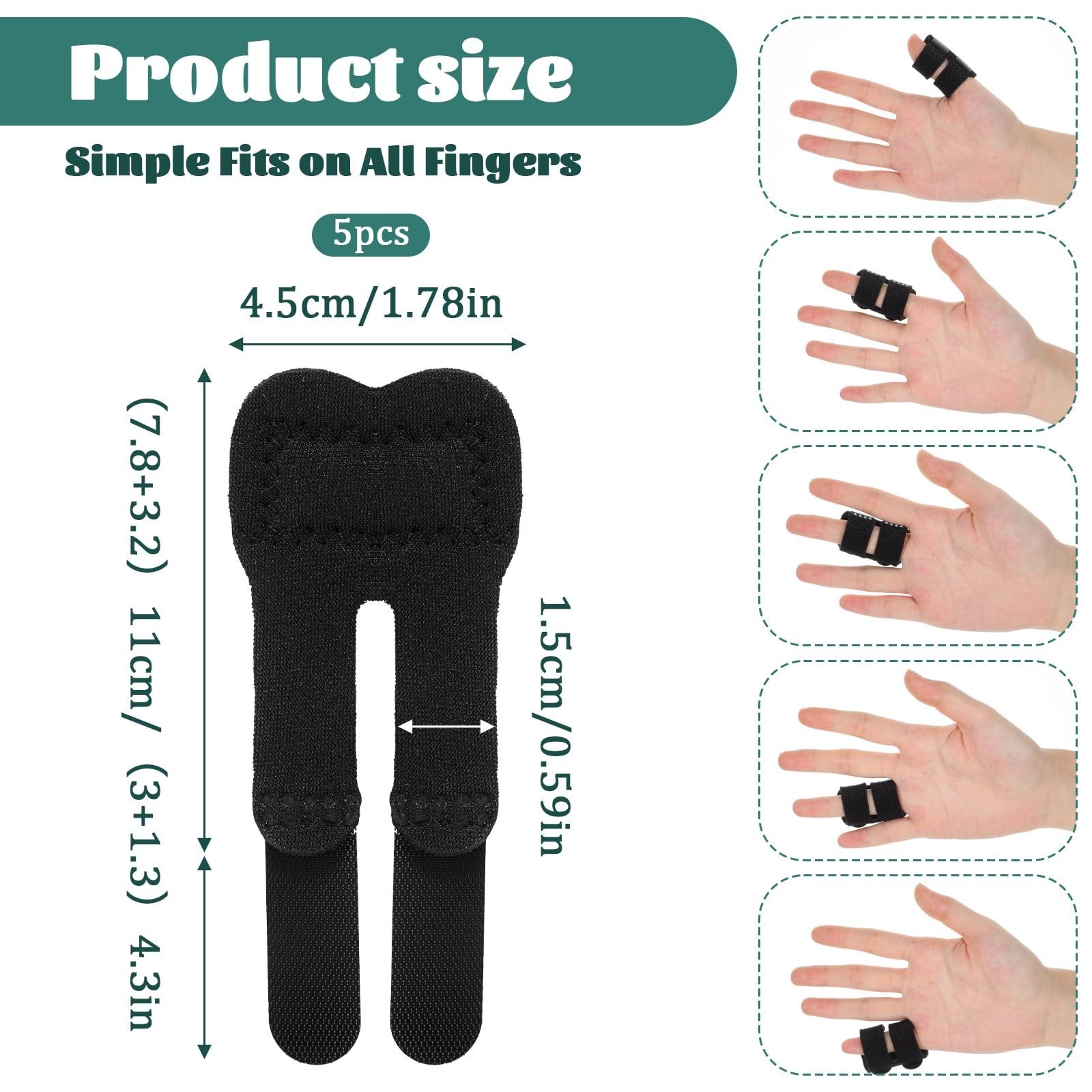 5 PCS Thumb & Finger Splints – Support Brace for Knuckle Straightening, Pain Rel