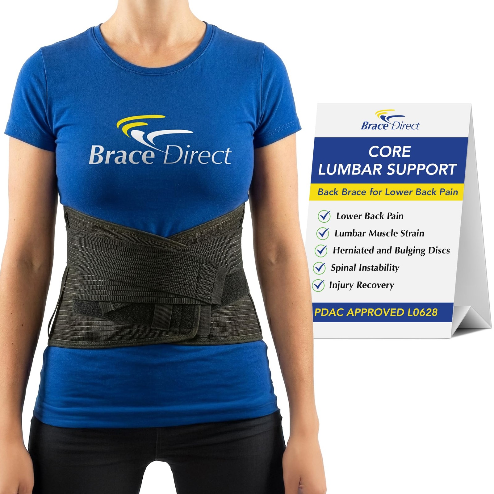 Brace Direct Core Lumbar Support Brace Belt L0628 Large 40-45 Waist