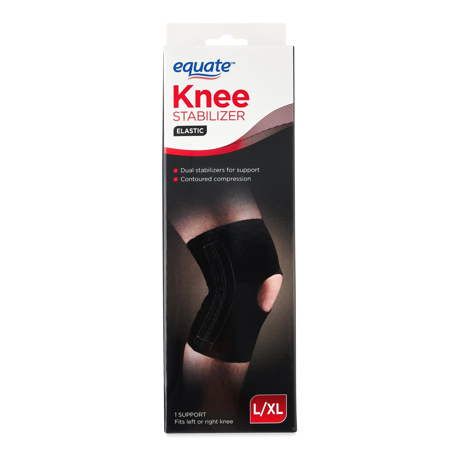 3 pack) Elastic Knee Stabilizer, Black, L/XL