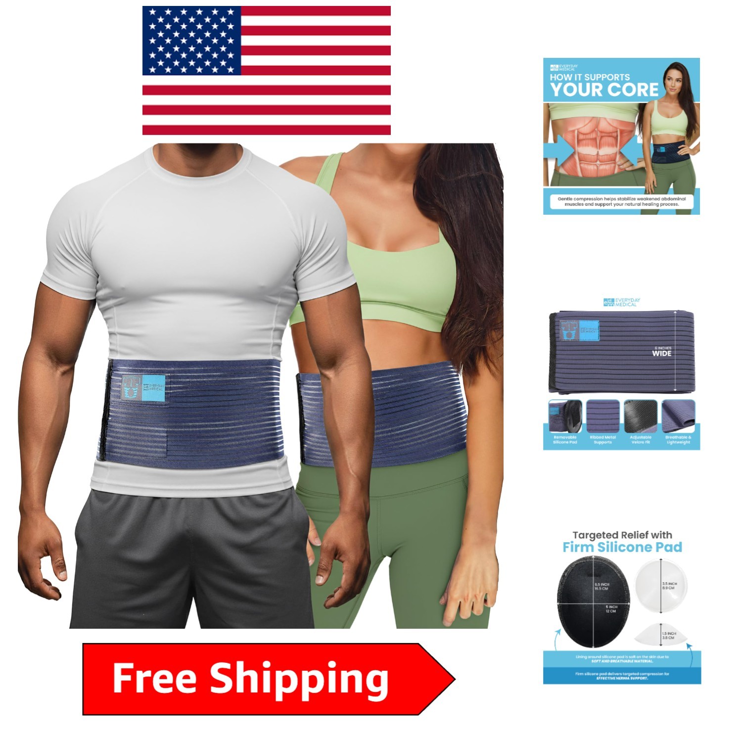 Men’s & Women’s Adjustable Umbilical Belt for Hernia – Discreet & Comfortable
