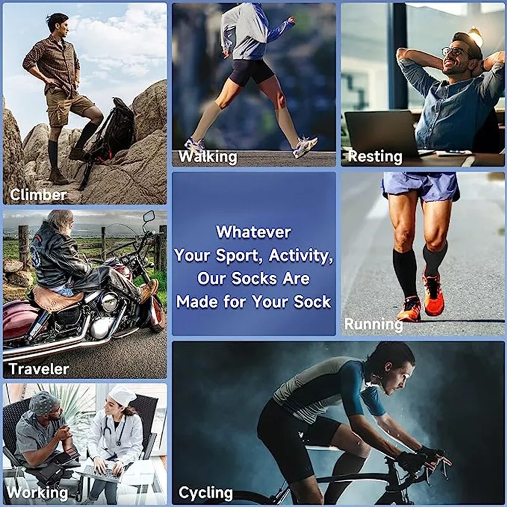 Zipper Open Toe Compression Socks 20-30mmHg Calf Leg Ankle Support Stocking