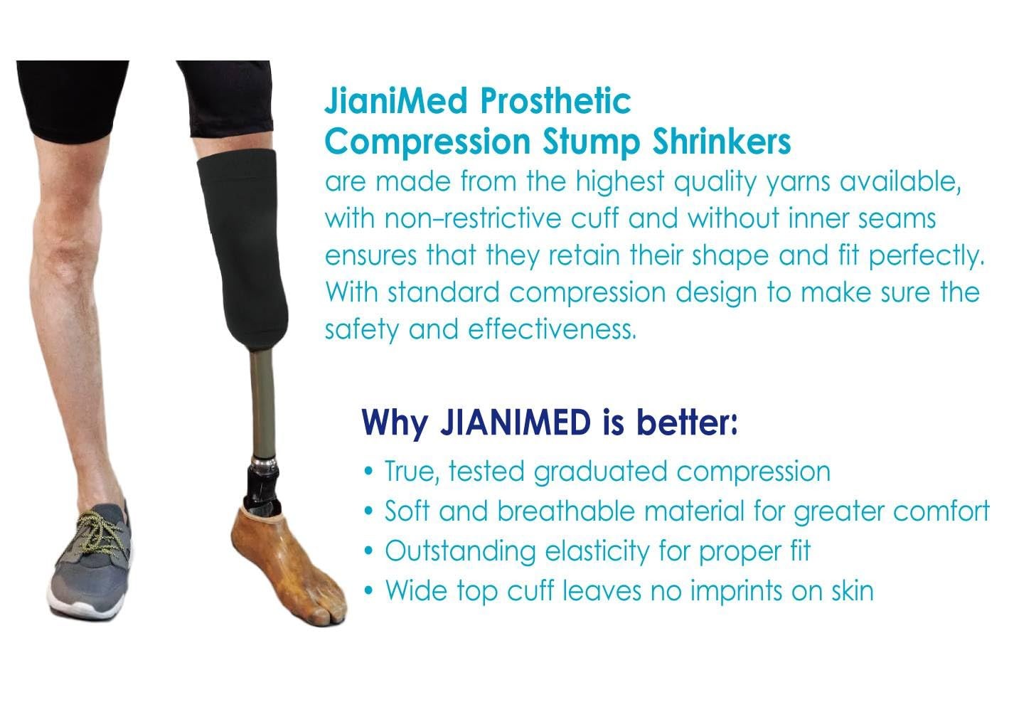 Jianimed Prosthetic Stump Shrinkersbelow Knee 45Cm Compression Amputee Socks