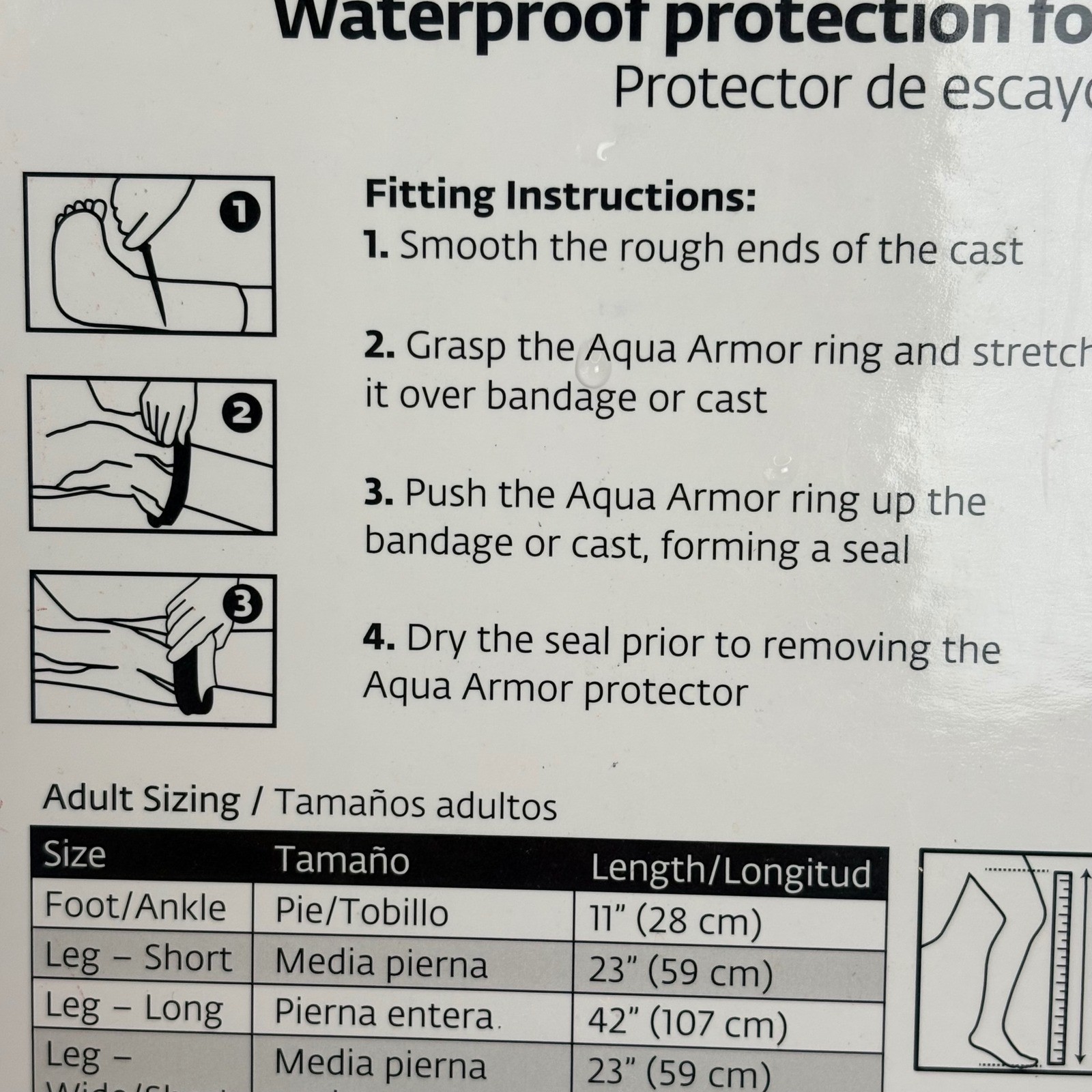 Bell-Horn Aqua Armor Waterproof Cast Protector Adult Short Leg 23″ 30103 NEW