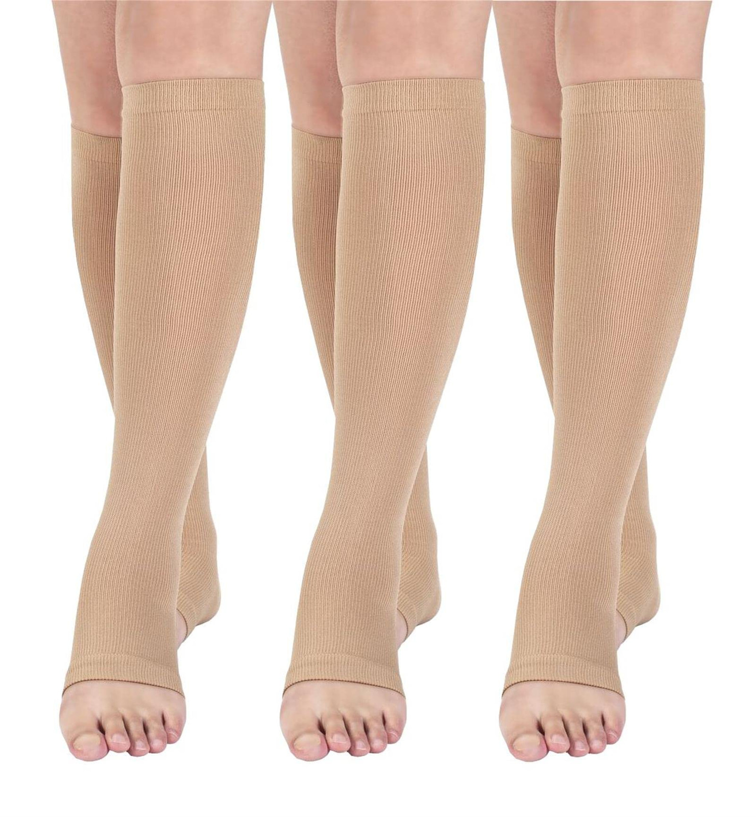 Open toe Toeless Compression Socks 3 Pairs for Women Men 15-20 mmHg Support R…