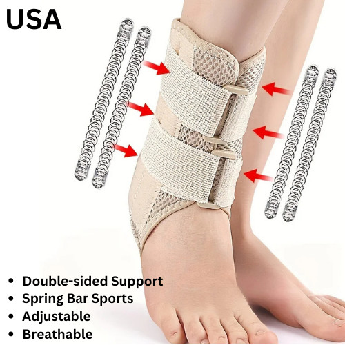 Spring Bar Sports Ankle Support Brace Elastic Compression Mesh Sleeve