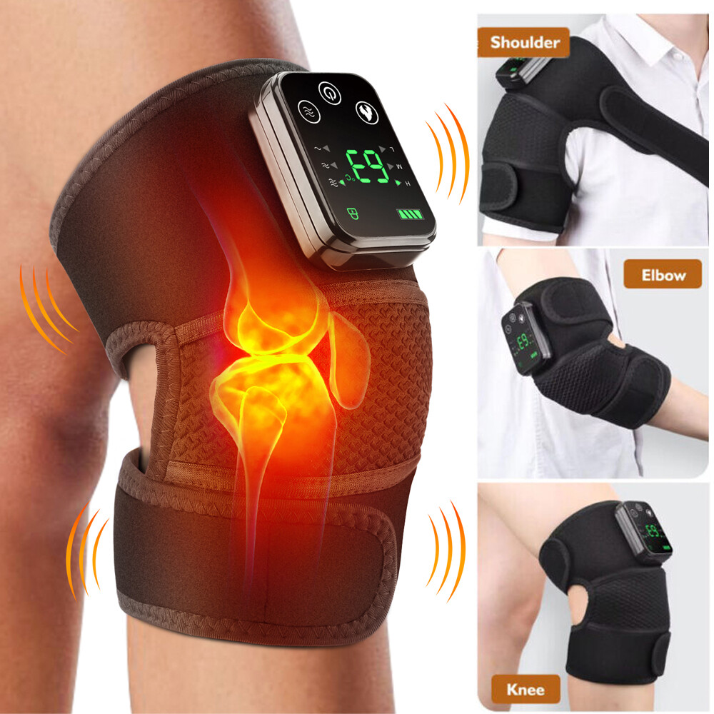 Cordless Knee Massager for Pain Relief with 3 Vibration Modes, 3 Heating Levels
