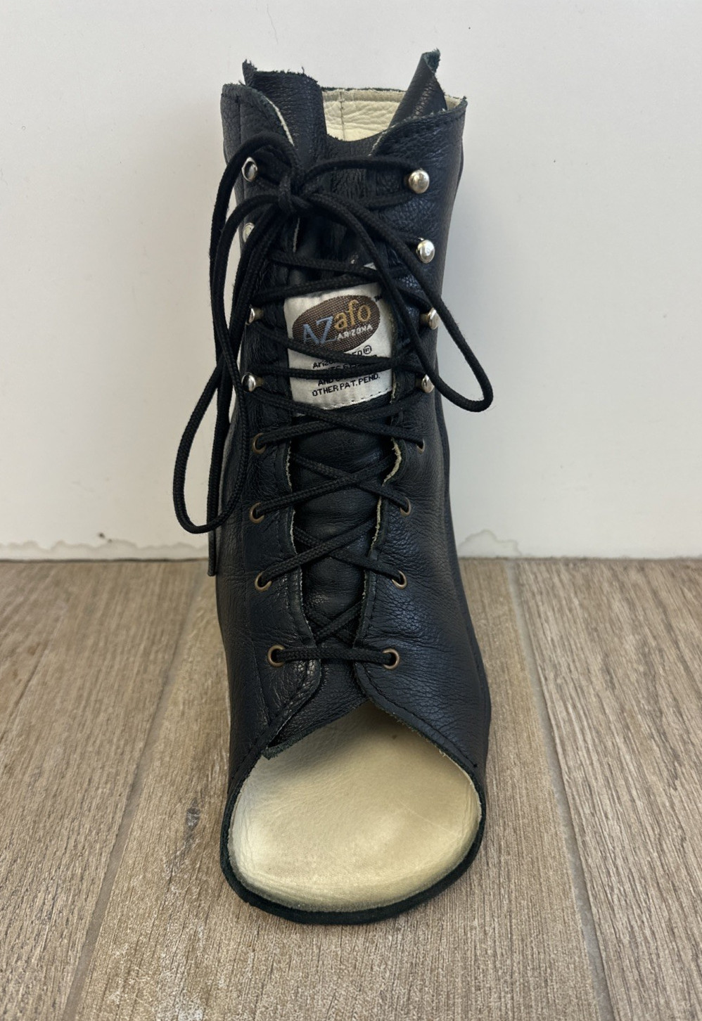 Arizona AFO AZafo Leather Left Leg Foot Ankle Brace Black Lace Up Hook Closure