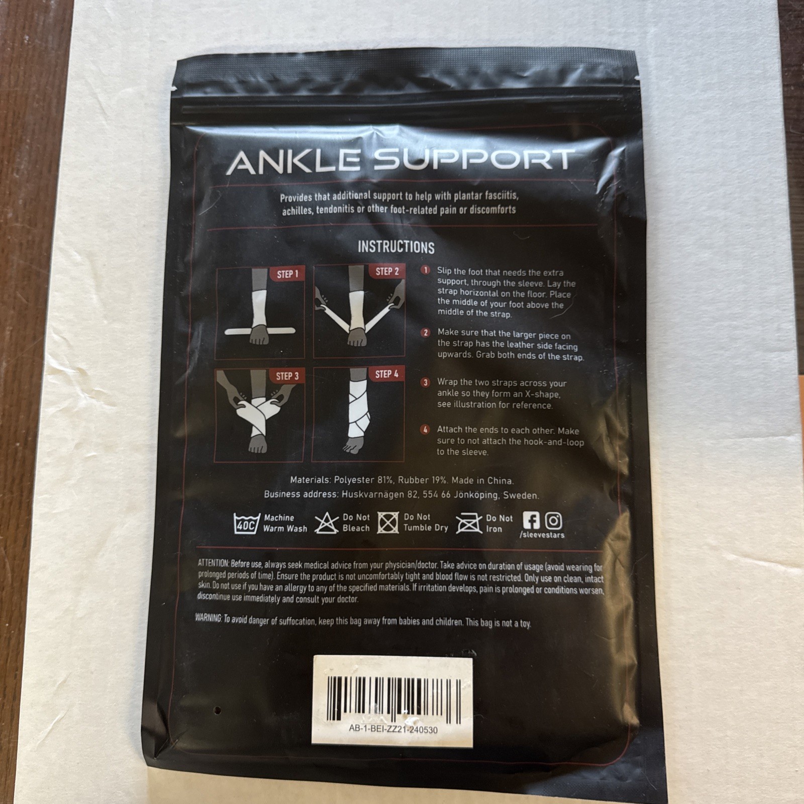 Ankle Wrap for Sprained Ankle, Compression Sleeve for Plantar Fasciitis Relief M