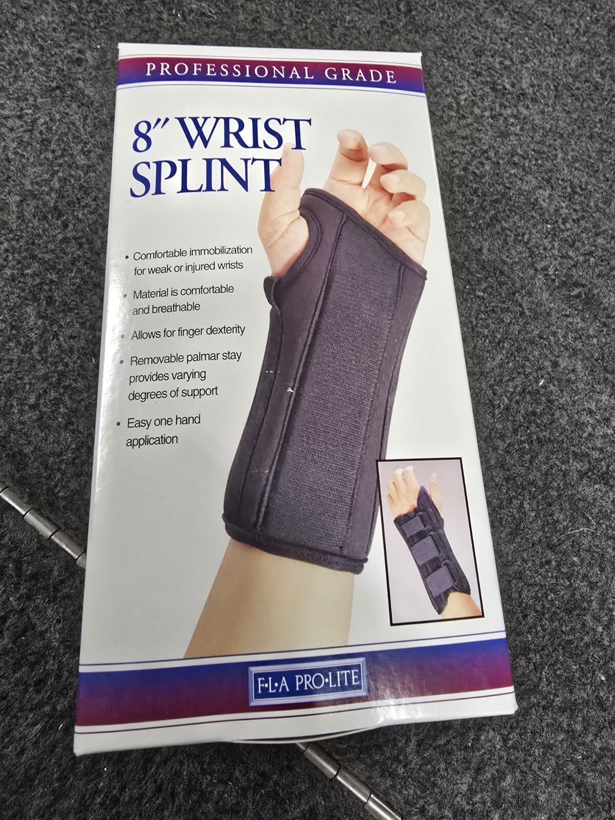 FLA PRO LITE WRIST SPLINT, 8″ BLACK, 22-4511LBLK, NEW