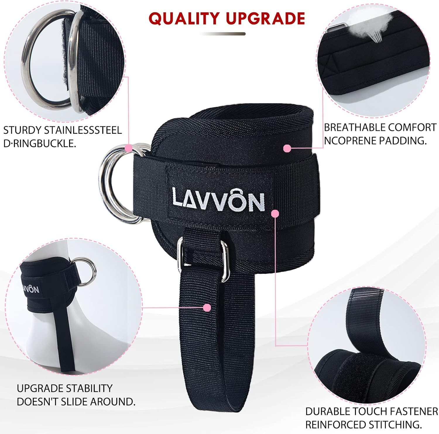 Ankle Straps for Cable Machines Kickbacks – Adjustable Comfort Ankle Cable Attac