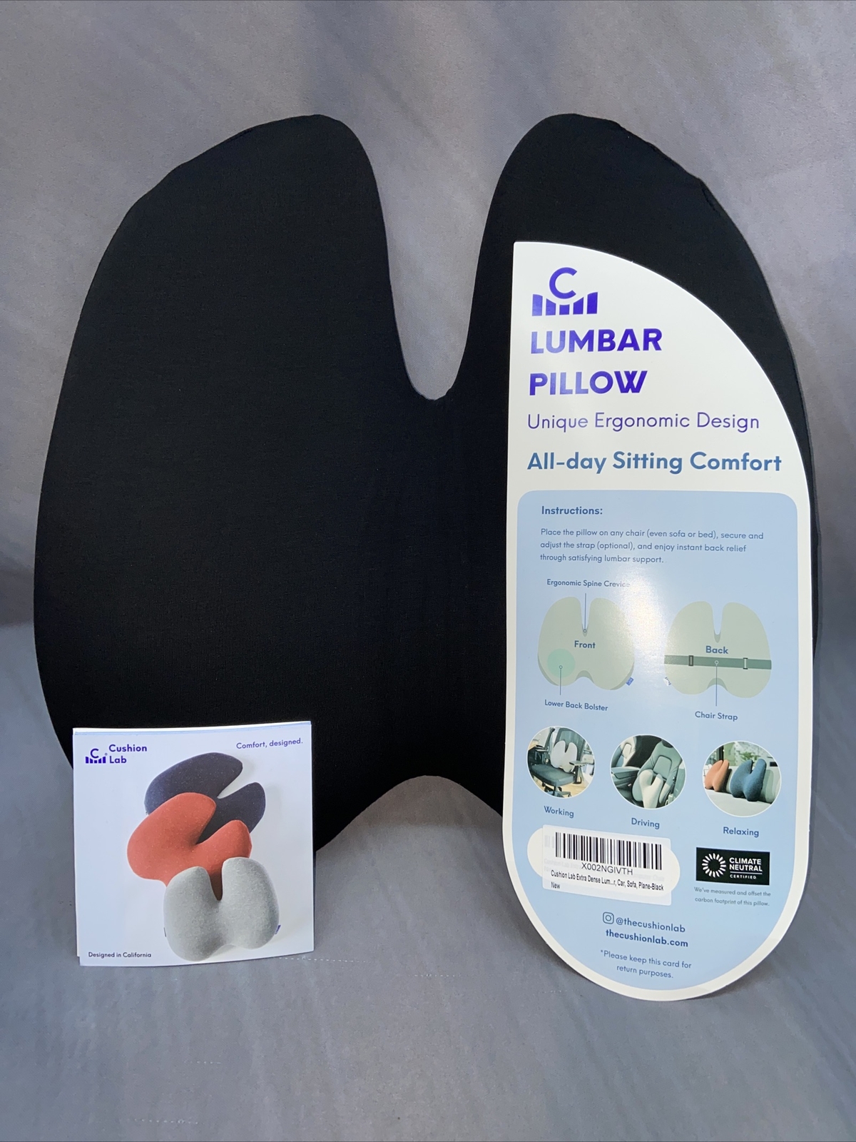 Cushion Lab Extra Dense Lumbar Pillow – Patented Ergonomic Multi-Region Firm.