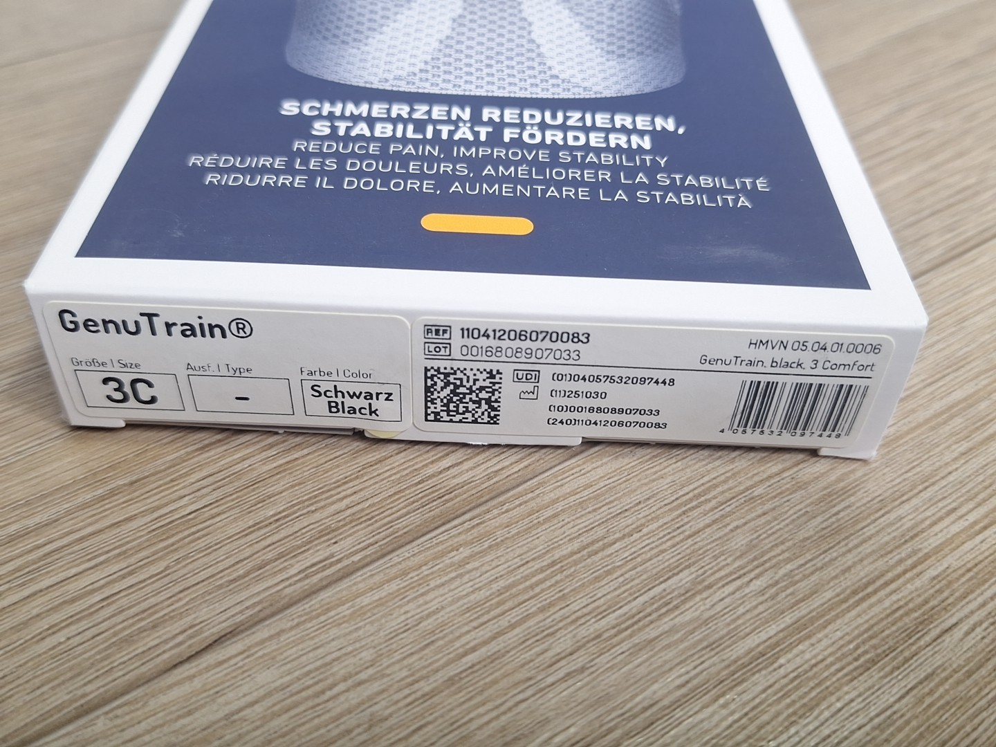 Bauerfeind GenuTrain Knee Support Brace Kniebandage Size 3C Comfort Black Blue
