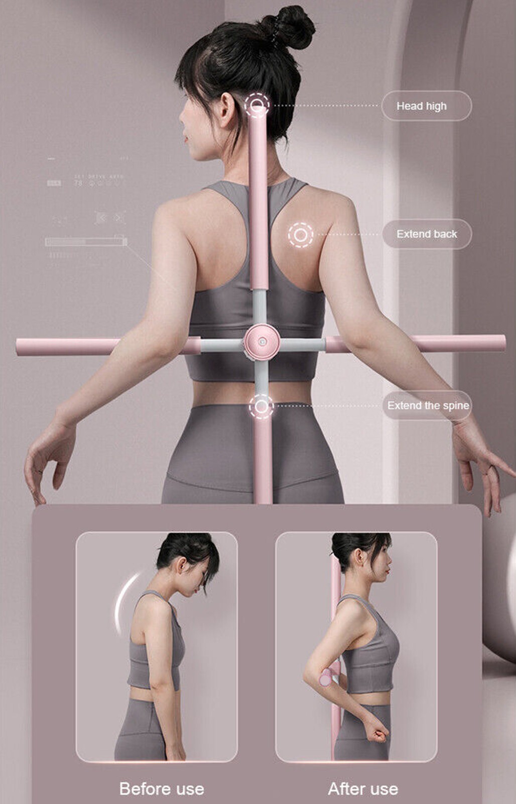 Posture Corrector Yoga Sticks Upper Back Brace Prevent Humpback For Adult & Kid