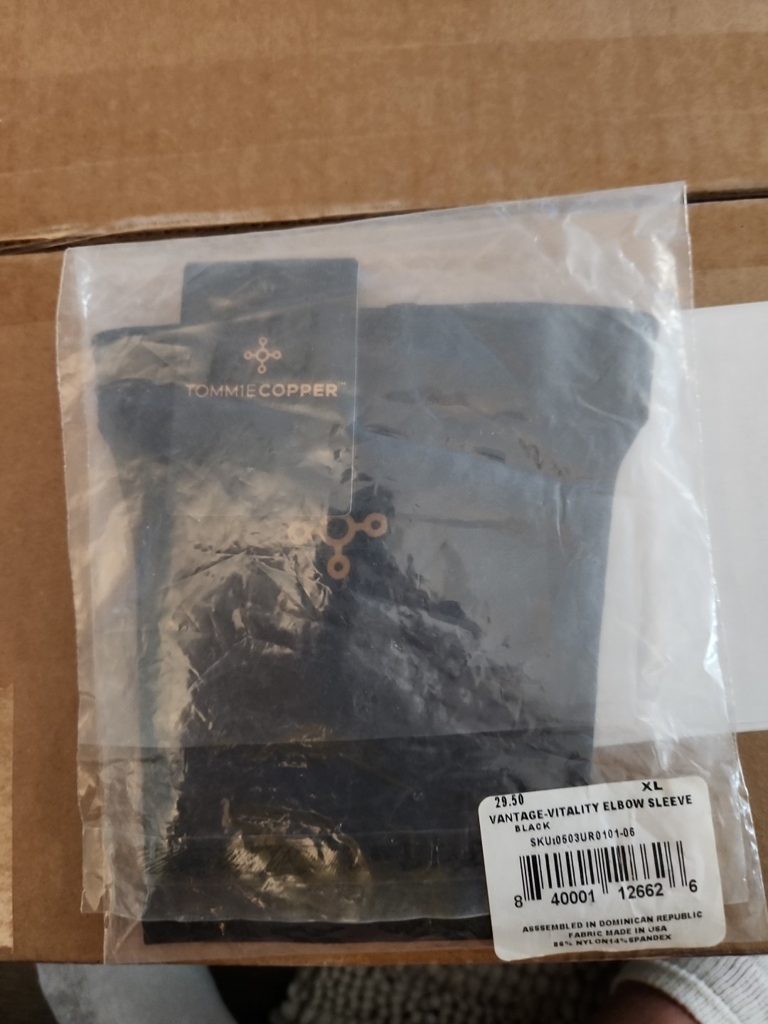 Tommie Copper Vitality Elbow Sleeve, Size XL, Black New SEALED