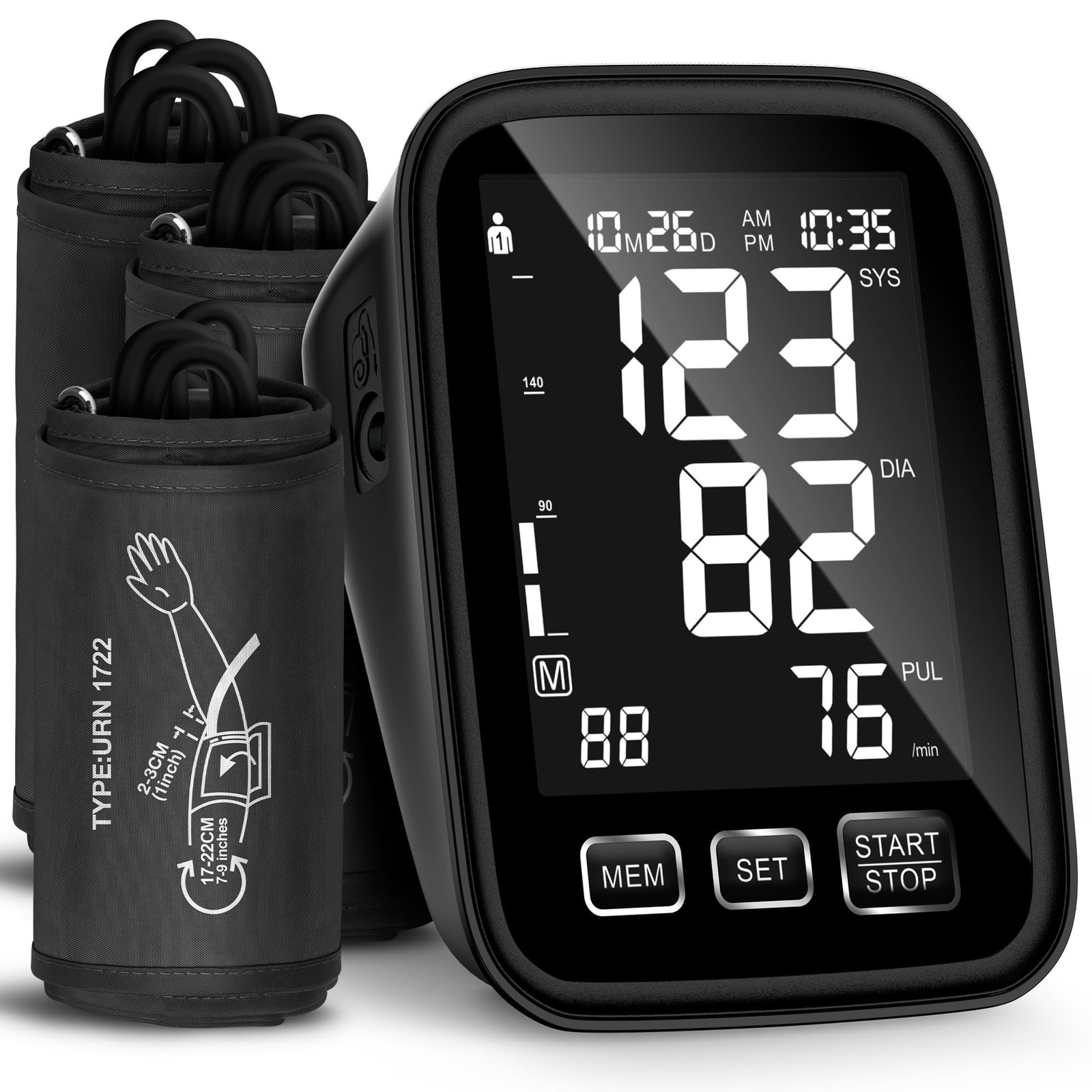Blood Pressure Machine for Home Use – 3 Size Cuffs, Small 7″-9″, Medium/Large…