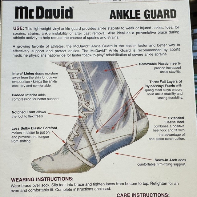 FLA X-Large McDavid Ankle Guard w/Optional Plastic Inserts White