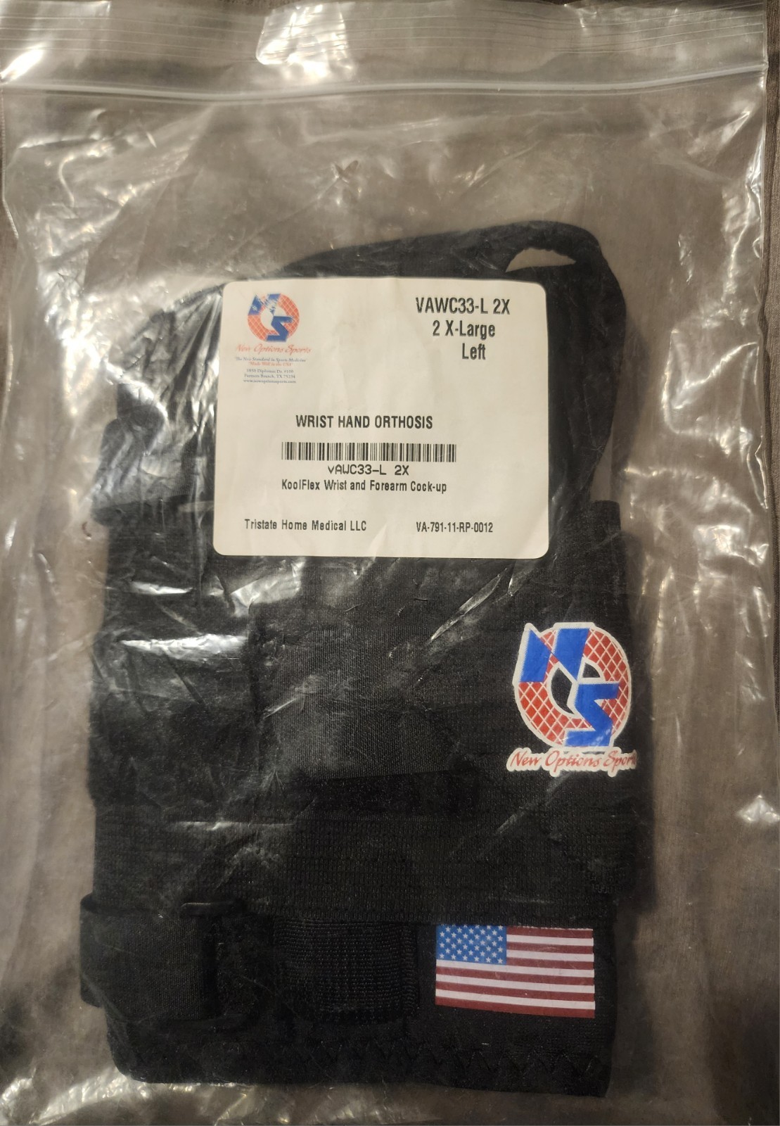 VAWC33-L 2X 10″ Koolflex Left Wrist Support Brace Black 2XL – MSRP $50 (NEW)