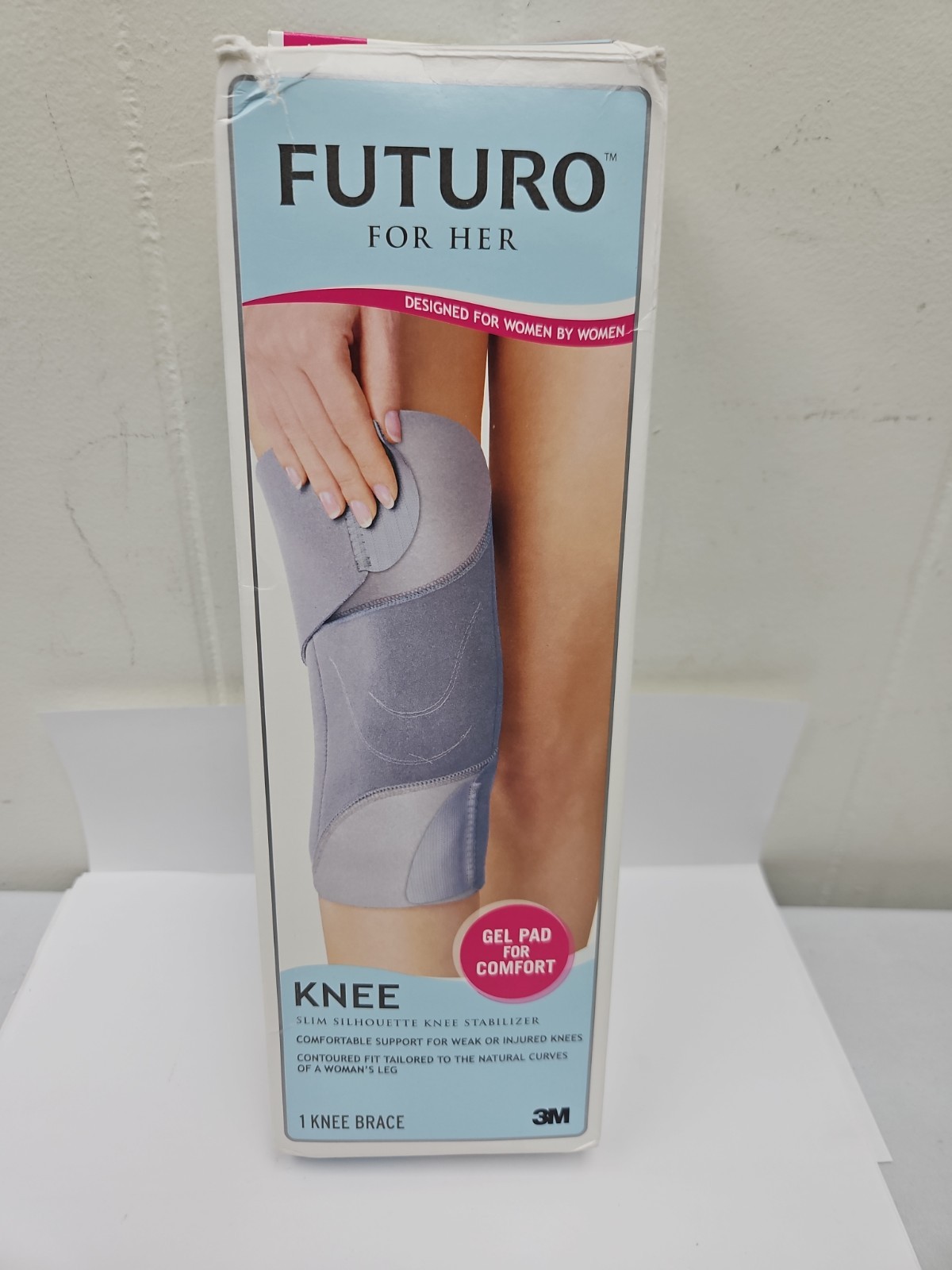 FUTURO For Her Knee Support Gray Slim Silhouette Knee Stabilizer New