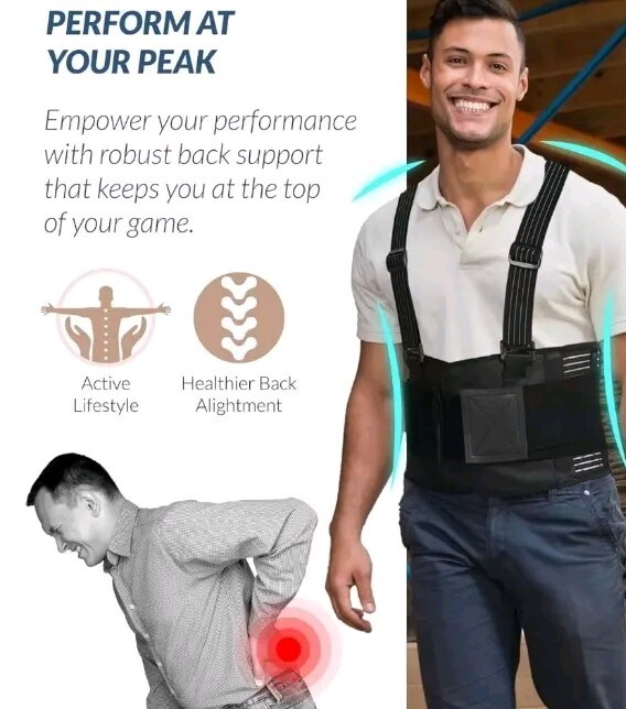 NeoTech Care Adjustable Back Brace Lumbar Support Belt w Suspenders M